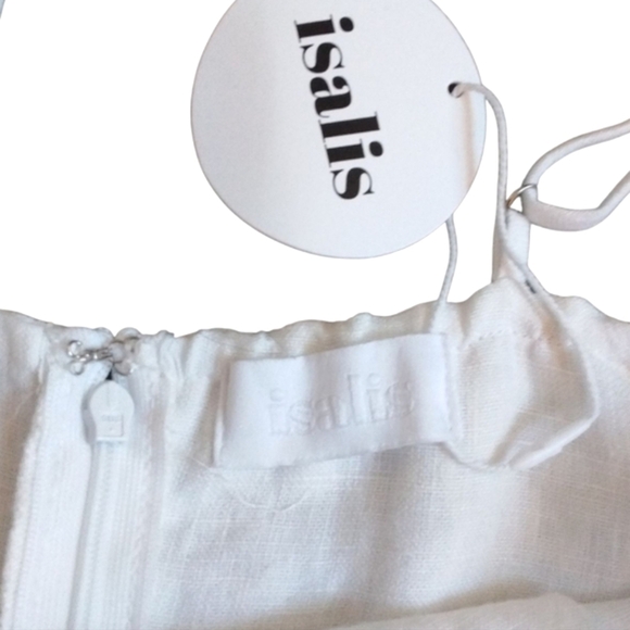 White Linen Sleeveless Maxi Dress with Black Trim Giselle By Isilis - Picture 9 of 10